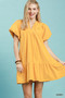 Umgee Flutter Sleeve Tassel Tie Ruffle Hem Mini Dress