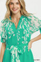 Umgee Floral Print Tie Waist Midi Dress with Side Pockets