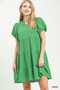 Umgee Puff Sleeve Tiered Babydoll Dress