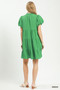 Umgee Puff Sleeve Tiered Babydoll Dress