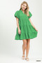 Umgee Puff Sleeve Tiered Babydoll Dress