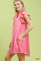 Umgee Ruffle Sleeve Henley Shift Dress