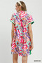 Umgee Tropical Print Collared Shift Dress
