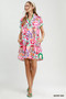 Umgee Tropical Print Collared Shift Dress