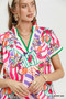 Umgee Tropical Print Collared Shift Dress