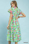 Umgee Bold Mixed Floral Tiered Midi Dress
