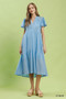 Umgee Textured Tiered Midi Dress with Side Pockets