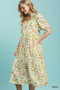 Umgee Print Tiered Midi Dress