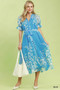 Umgee Floral Print Tie Waist Midi Dress with Side Pockets