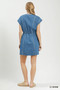 Umgee Drawstring Waist Frayed Denim Mini Dress