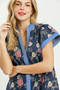 Umgee Floral Contrast Trim Ruffle Hem Mini Dress