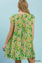 Umgee Tropical Floral Flutter Sleeve Swing Dress
