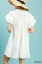 Umgee Flutter Sleeve Tassel Tie Ruffle Hem Mini Dress