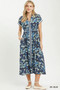 Umgee Ruffle Sleeve Henley Shift Dress