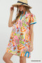 Umgee Tropical Print Collared Shift Dress
