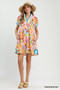 Umgee Tropical Print Collared Shift Dress