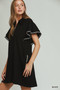 Umgee Half Zip Ruffle Rib Band Butterfy Sleeve Mini Dress with Pockets