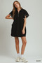 Umgee Half Zip Ruffle Rib Band Butterfy Sleeve Mini Dress with Pockets