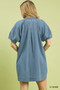 Umgee Denim Mini Dress with Contrast Thread