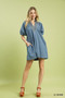 Umgee Denim Mini Dress with Contrast Thread