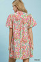 Umgee Paisley Floral Puff Sleeve Shift Dress
