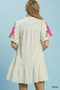 Umgee Floral Embroidered Textured Jacquard Dress