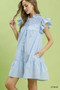 Umgee Stripe Smocked Yoke Ruffle Dress