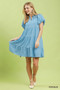 Umgee Puff Sleeve Tiered Babydoll Dress