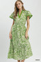 Umgee Paisley Print Midi Dress with Side Pockets
