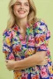 Umgee Floral Print Puff Sleeve Tiered Midi Dress