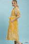 Umgee Floral Print Tie Waist Midi Dress with Side Pockets