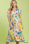 Umgee Watercolor Floral Tiered Midi Dress