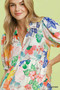 Umgee Watercolor Floral Tiered Midi Dress