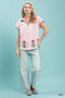 Umgee Embroidered Stripe Button Front Top