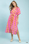 Umgee Geo Stripe Smocked Waist Tie Dress