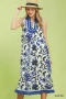 Umgee Floral Scroll Sleeveless Midi Dress