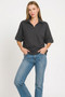 Zenana Scuba Collared Short Sleeve Pullover