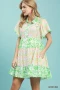 Umgee Mixed Floral Tiered Mini Dress with Flutter Sleeves