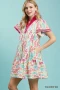 Umgee Leaf Print Flutter Sleeve Tiered Mini Dress