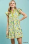 Umgee Floral Flutter Sleeve Tiered Mini Dress