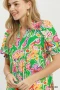 Umgee Floral Print Puff Sleeve Tiered Midi Dress