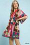 Umgee Abstract Print V-Neck Mini Dress