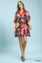 Umgee Abstract Print V-Neck Mini Dress