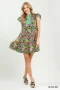 Umgee Floral Flutter Sleeve Tiered Mini Dress