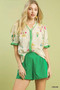 Umgee Petal Parade Print Button-Down Blouse