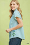 Umgee Embroidered Stripe Button Front Top