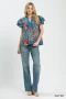 Umgee Abstract Print Flutter Sleeve Blouse