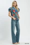 Umgee Abstract Print Flutter Sleeve Blouse