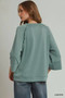 Umgee Ruffle Trim 3/4 Raglan Sleeve Top