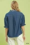 Umgee Chambray Scalloped Trim Button Front Blouse